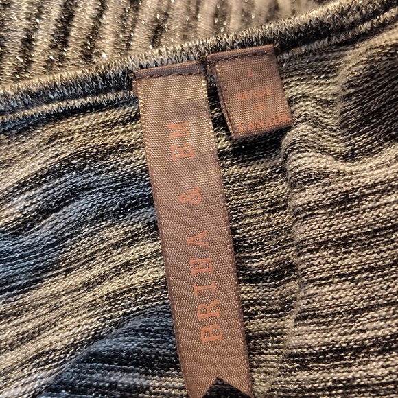 Brina & Em Black and Gray Striped Top Large - Picture 5 of 5